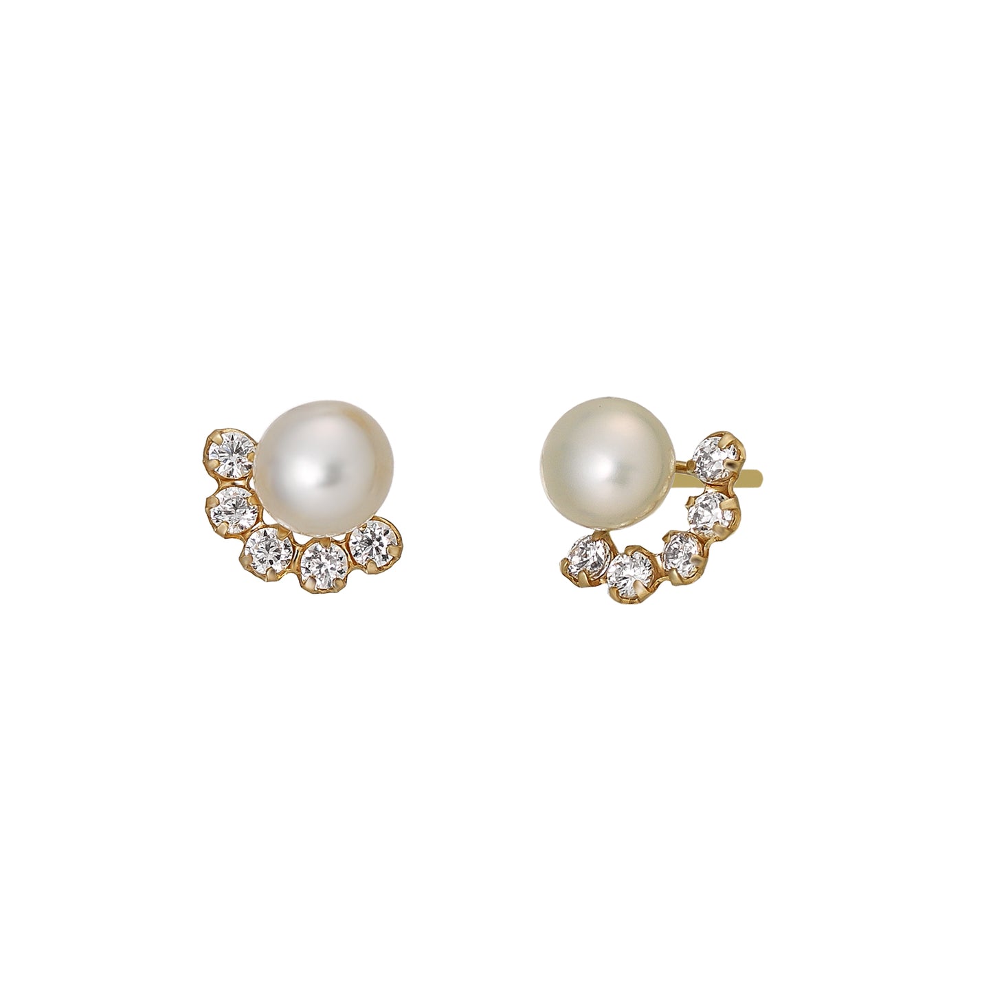 18K/10K Glittering Freshwater Pearl Earrings (Yellow Gold) - Product Image