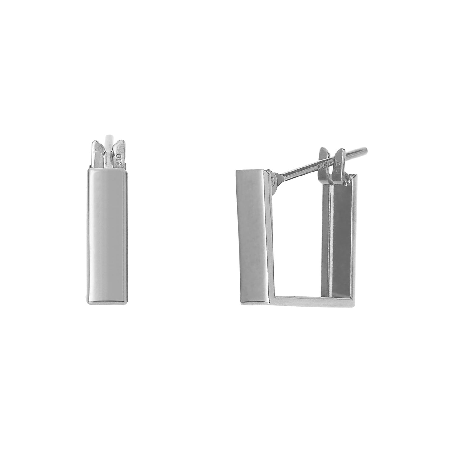 14K/10K White Gold Square Bridge Earrings - Product Image