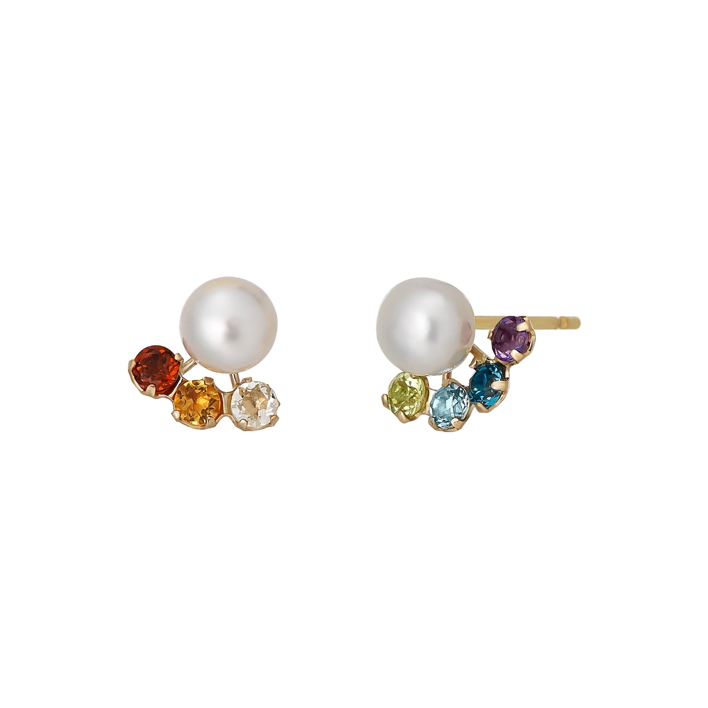 18K/10K Natural Stone Rainbow Pearl Earrings (Yellow Gold) - Product Image