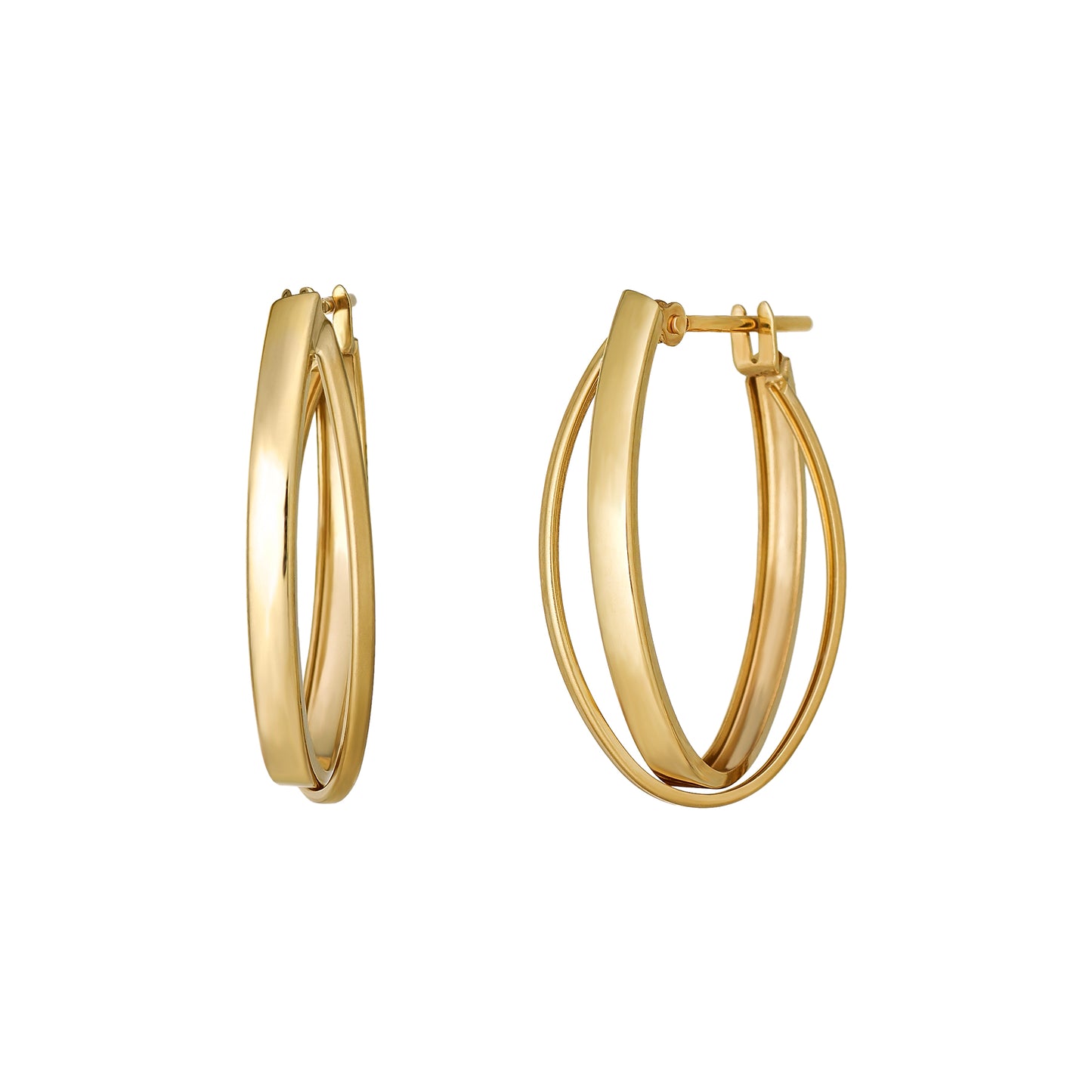 18K/10K Oval Hoop Earrings (Yellow Gold) - Product Image