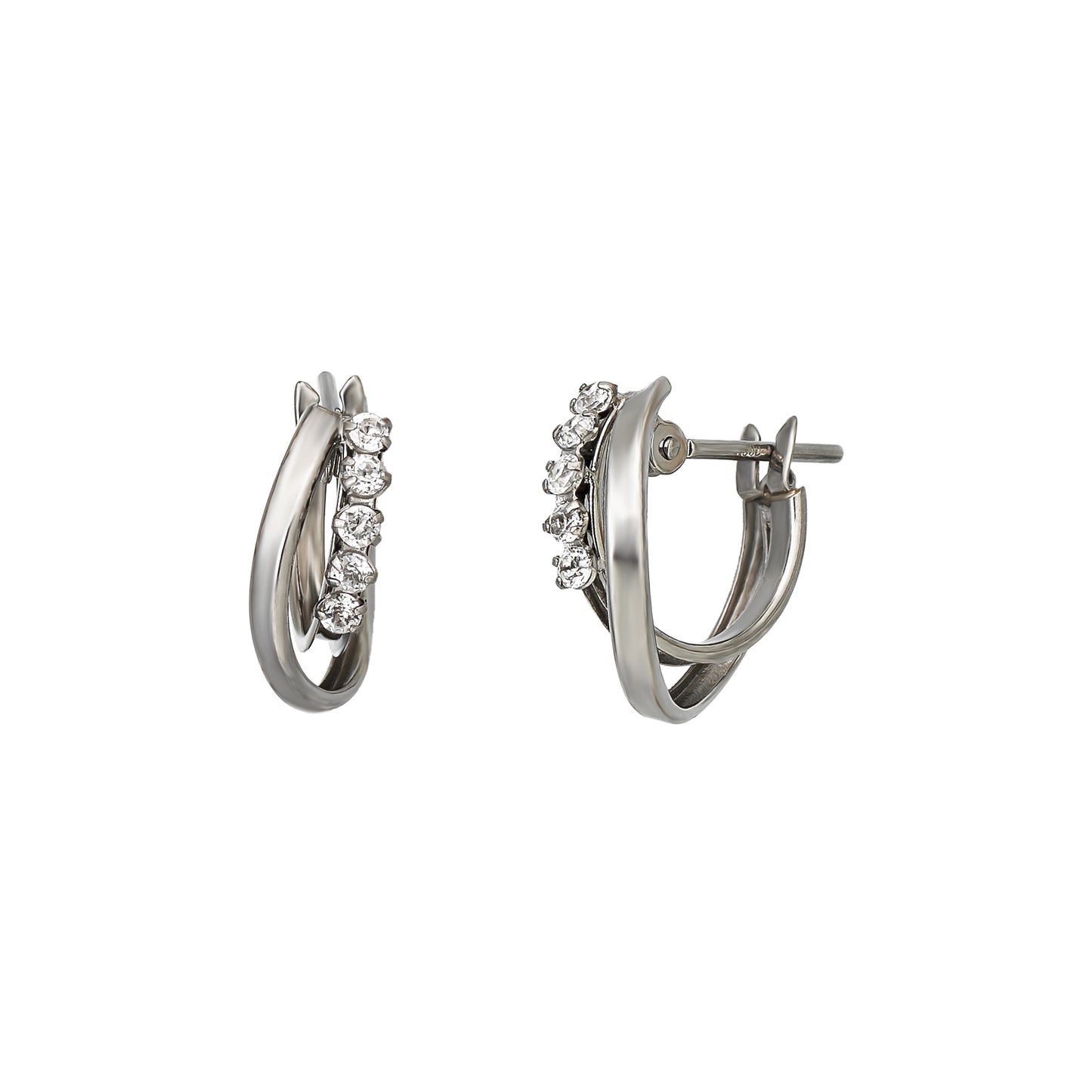 Platinum Double Twist Hoop Earrings - Product Image