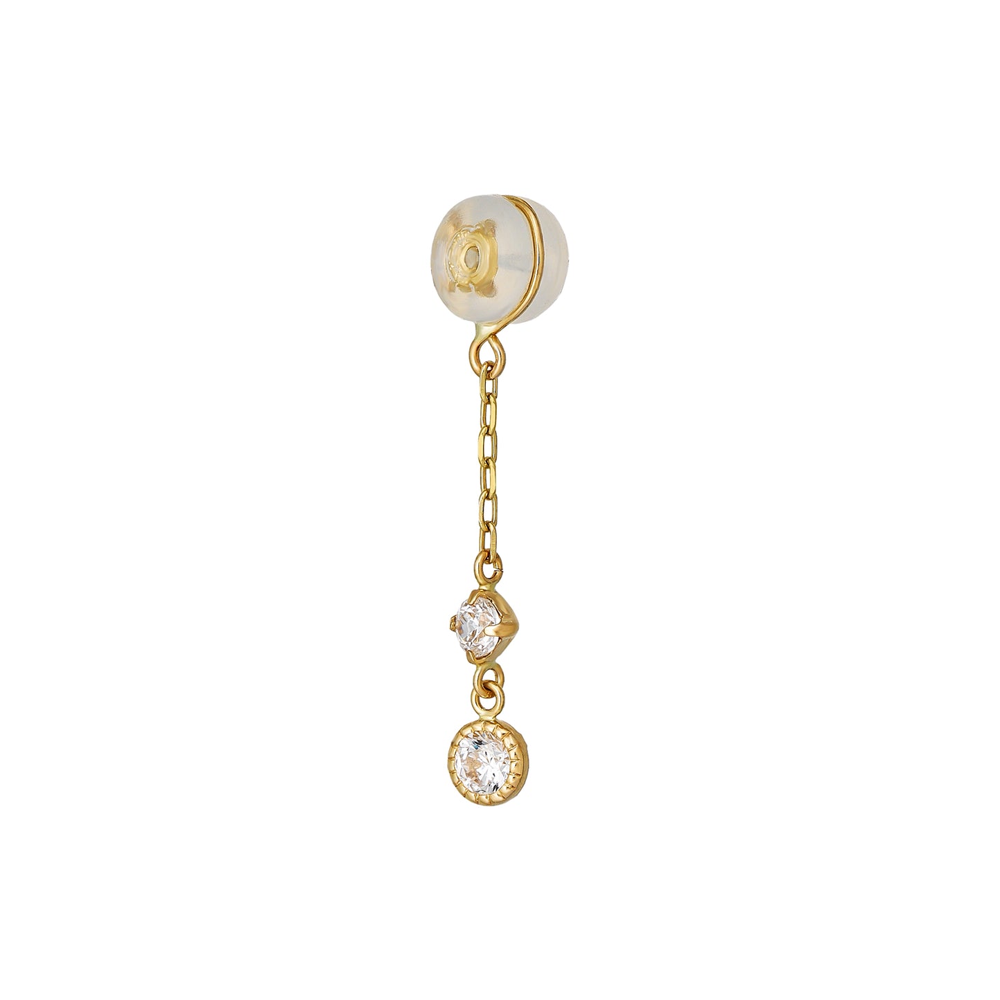 18K/10K 2-Stone Charm Type Earring Back (Yellow Gold) - Product Image