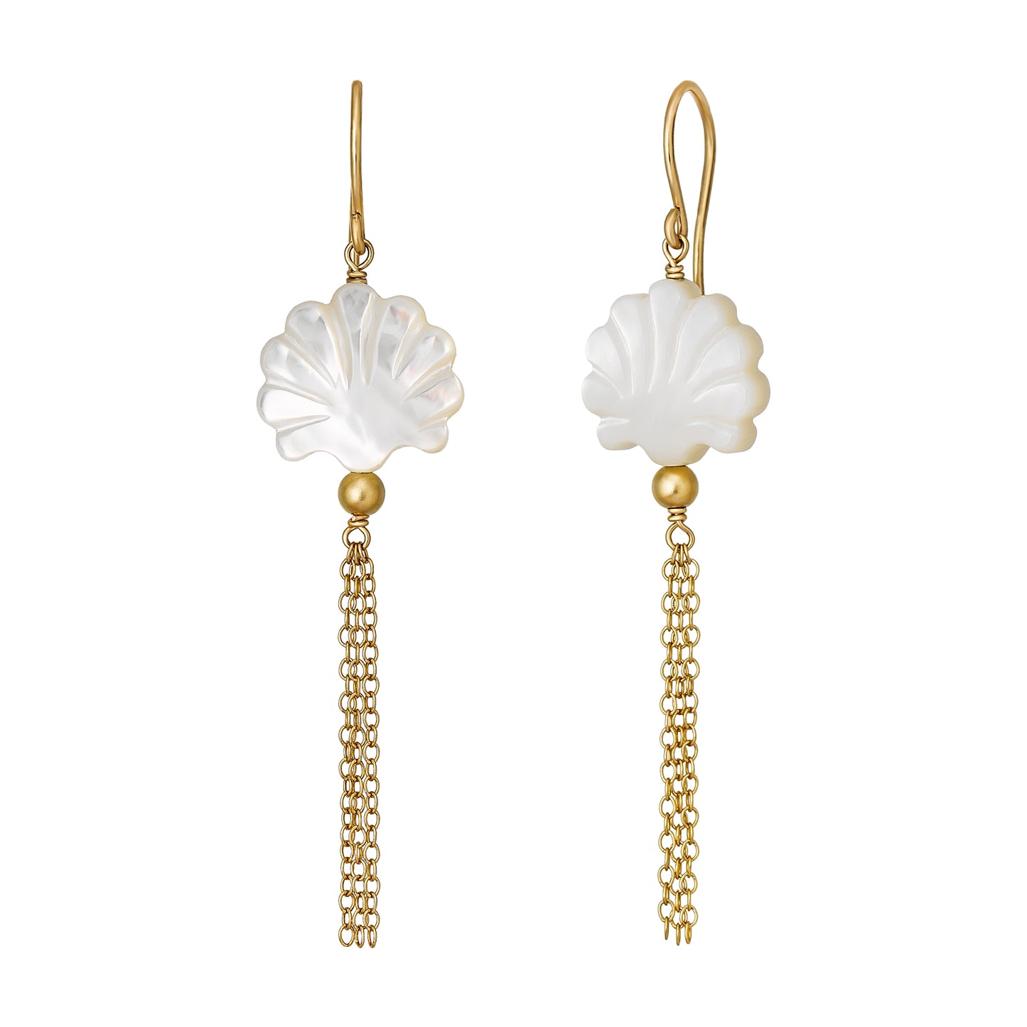 Gold Filled White Shell Wire Earrings - Product Image