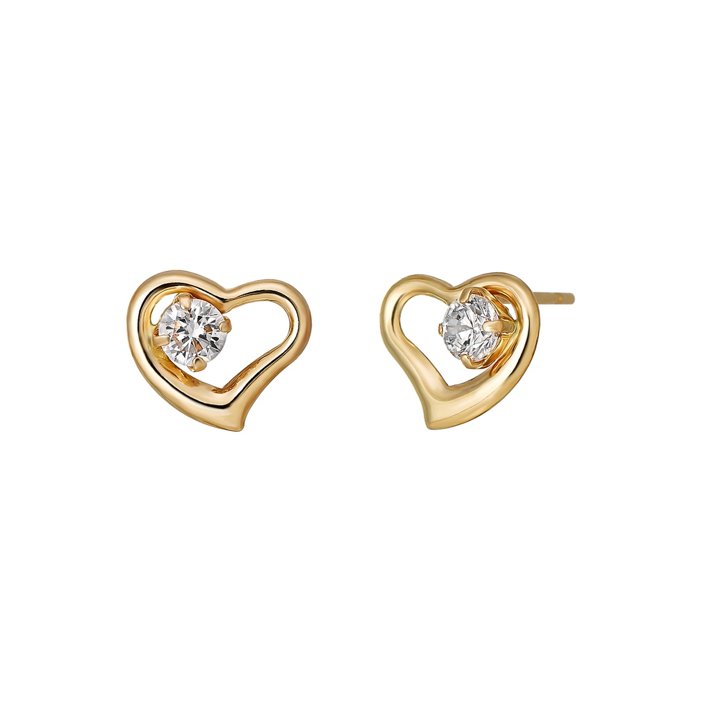 10K Heart Stud Earrings (Yellow Gold) - Product Image