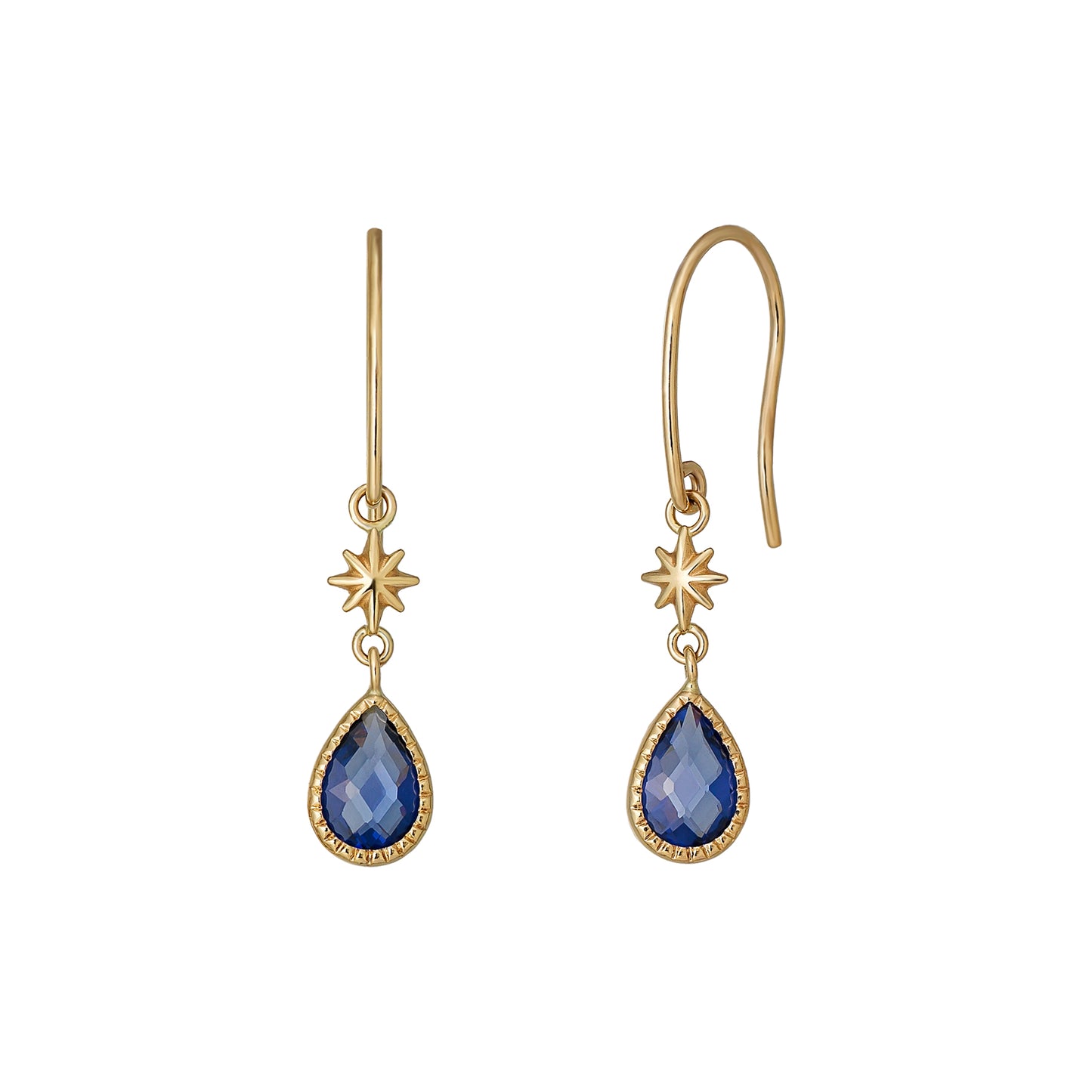 10K Dew Drop Star Wire Earrings (Yellow Gold) - Product Image
