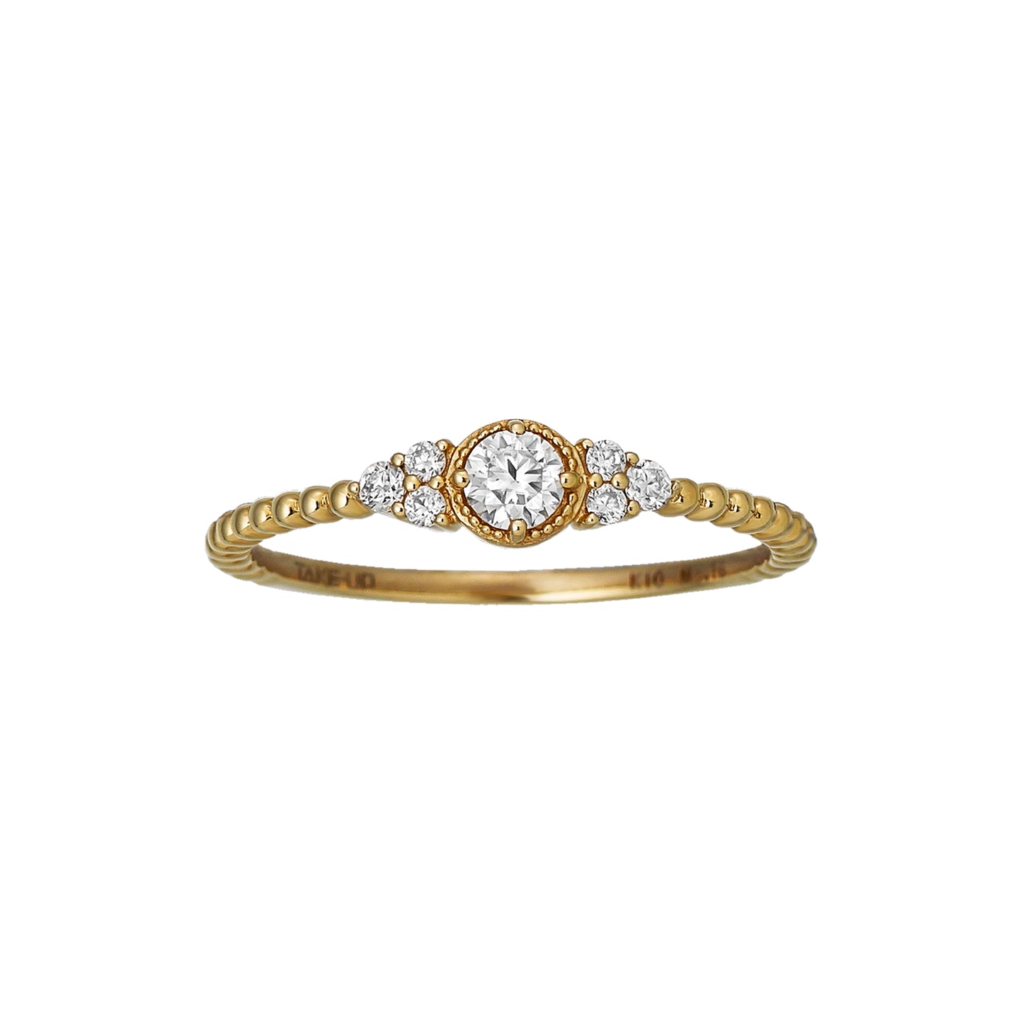 10K Moissanite Milgrain Shining Ring (Yellow Gold) - Product Image