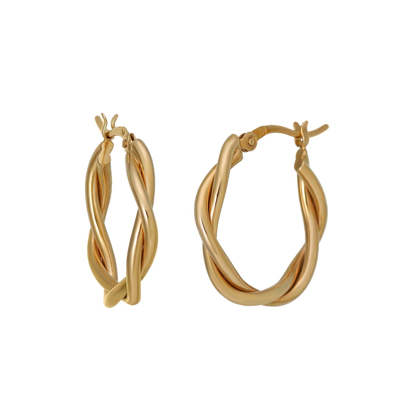 18K/10K Twisted Pipe Hoop Earrings (Yellow Gold) - Product Image
