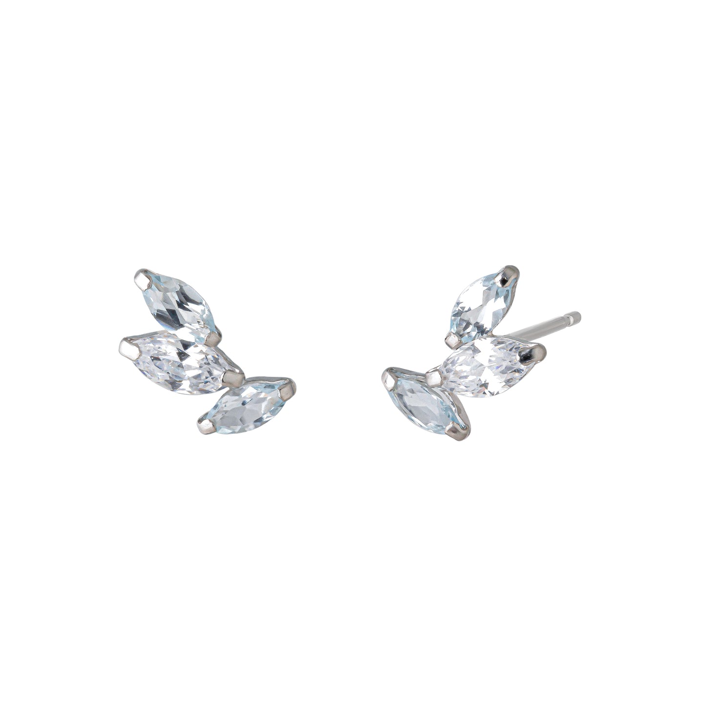 14K/10K Blue Topaz Marquise Meteor Earrings (White Gold) - Product Image