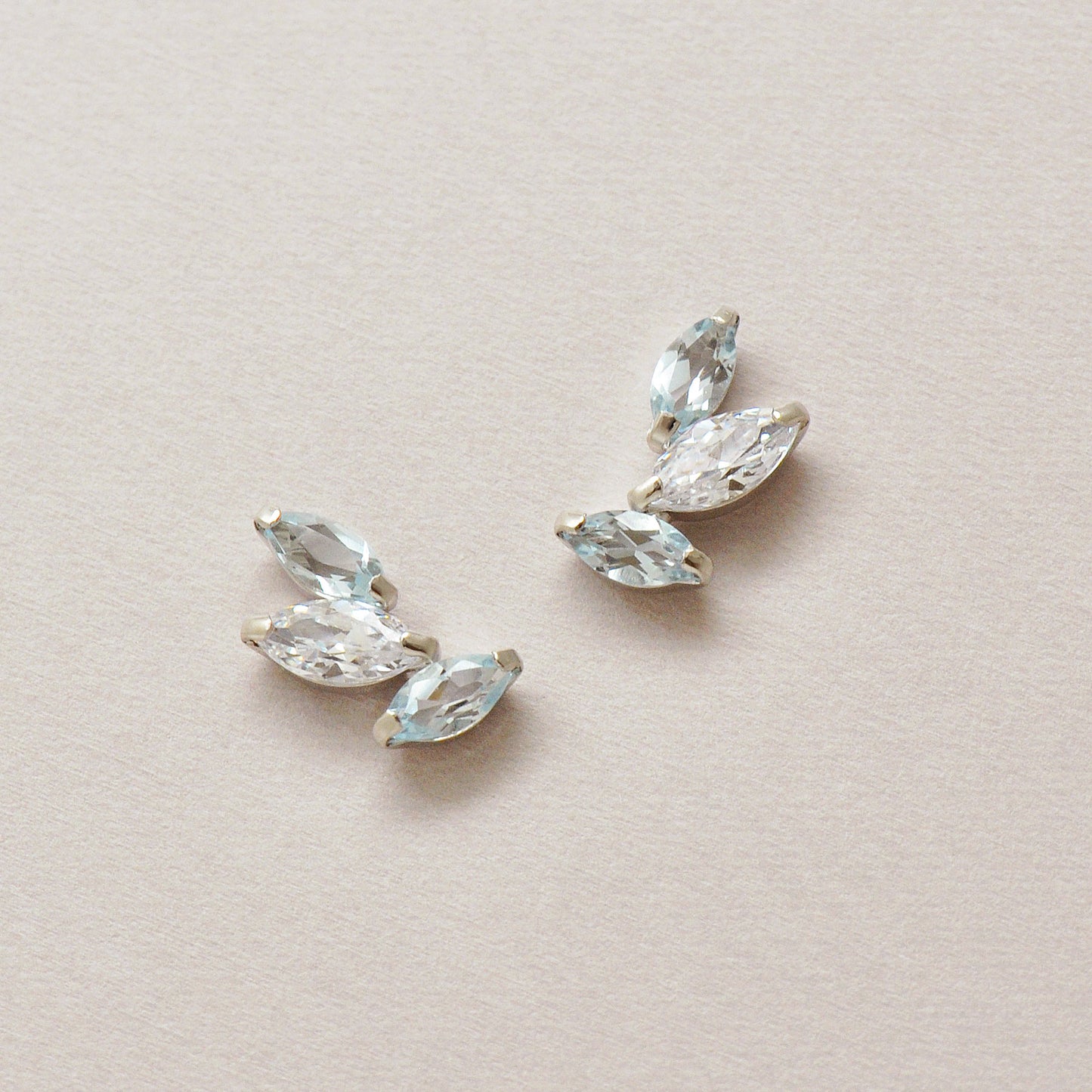 14K/10K Blue Topaz Marquise Meteor Earrings (White Gold) - Product Image