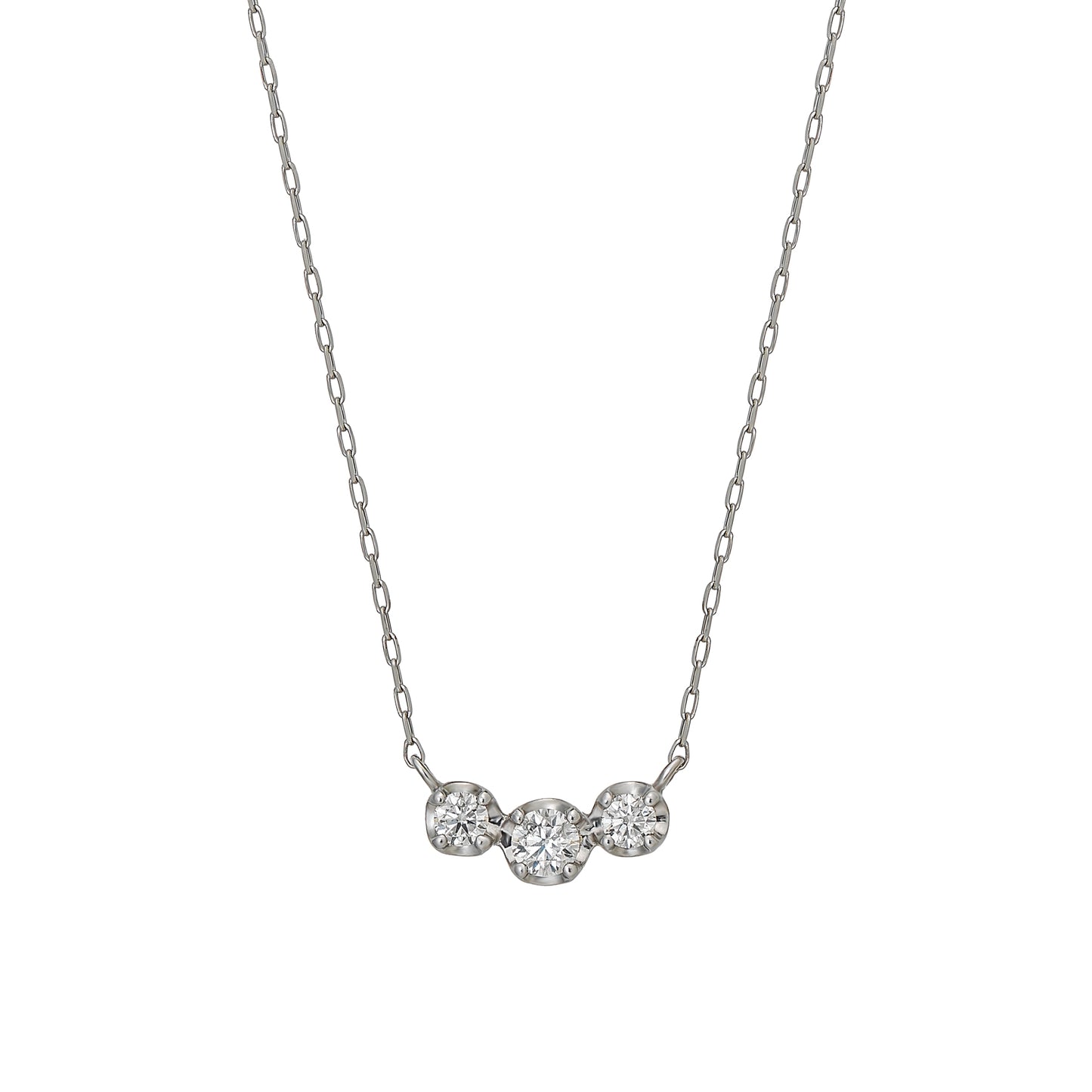 10K Moissanite Trilogy Necklace (White Gold) - Product Image