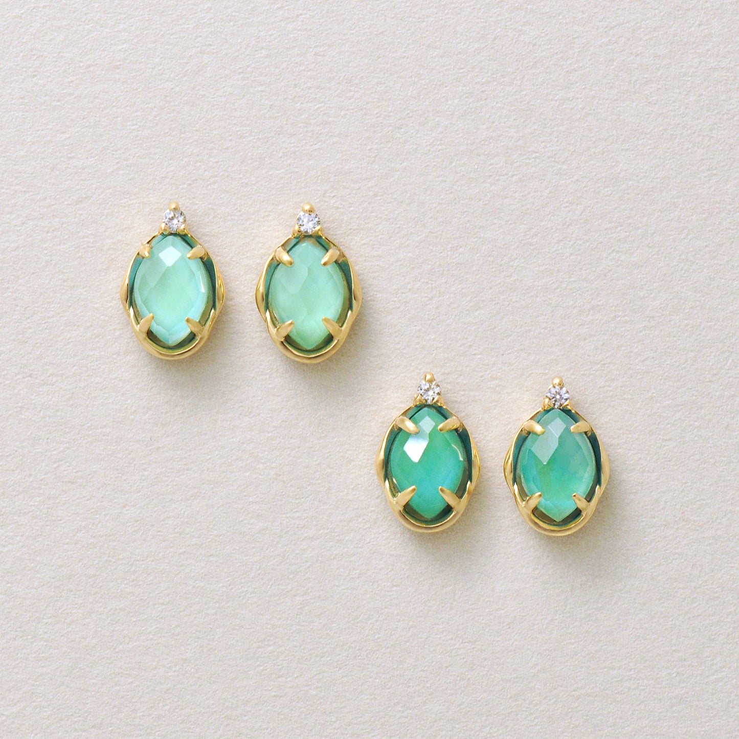 18K/10K "Winter Great Diamond" Citrine x Turquoise Earrings (Yellow Gold)