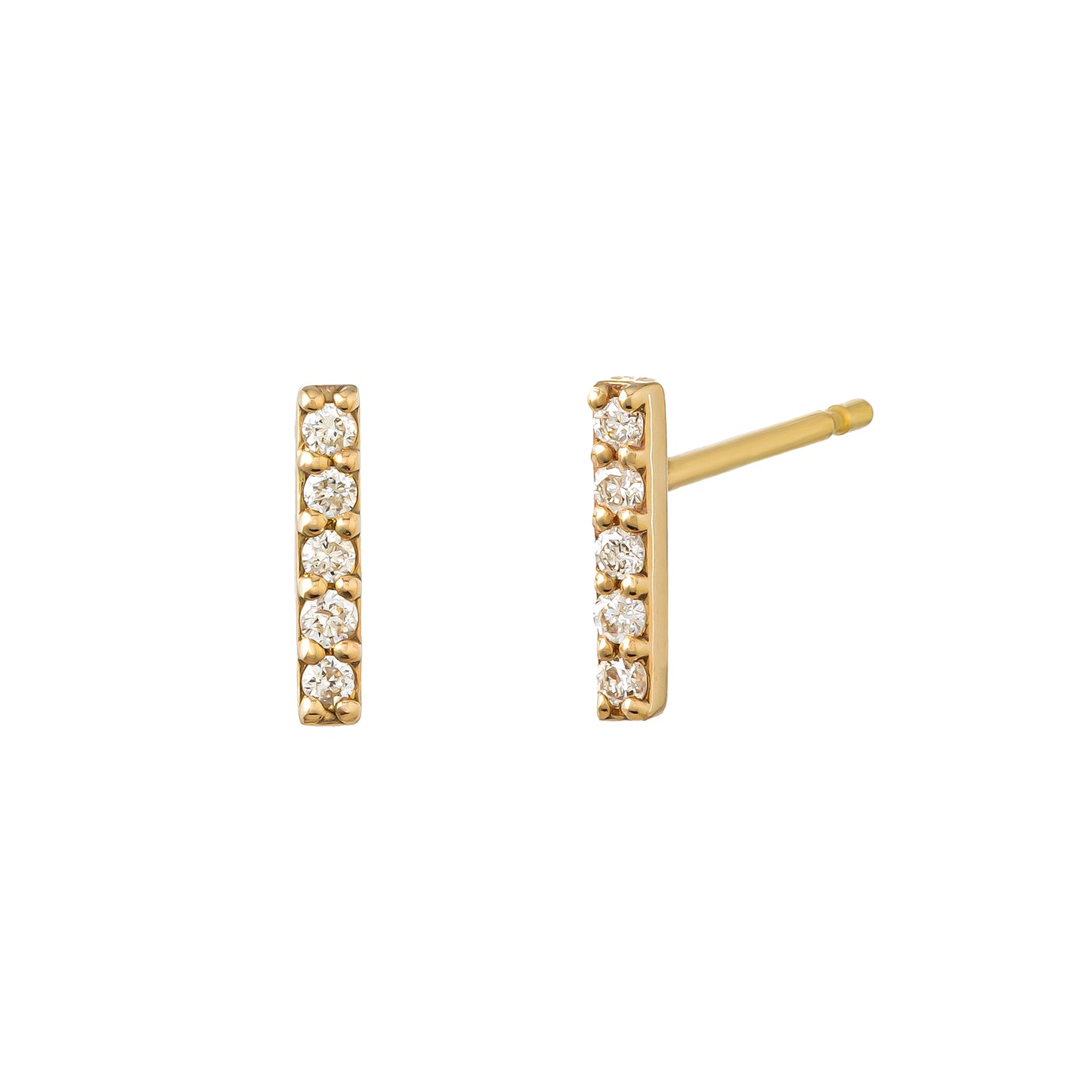18K/10K Diamond 5-Stone Bar Earrings (Yellow Gold) - Product Image
