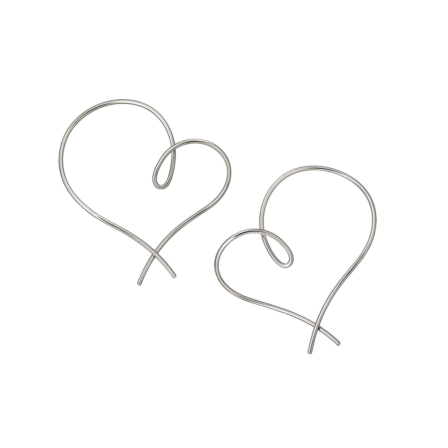 Gold Filled Twisted Heart Earrings (Platinum Plated) - Product Image