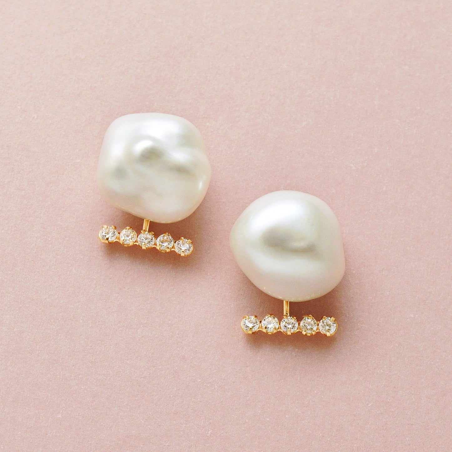 18K/10K Baroque Freshwater Pearl 2Way Earrings (Yellow Gold) - Product Image