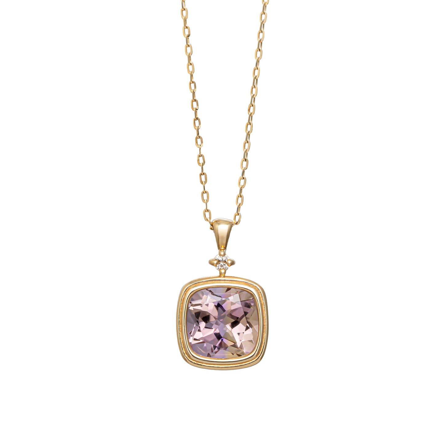 10K Cushion Cut Ametrine Necklace (Yellow Gold) - Product Image