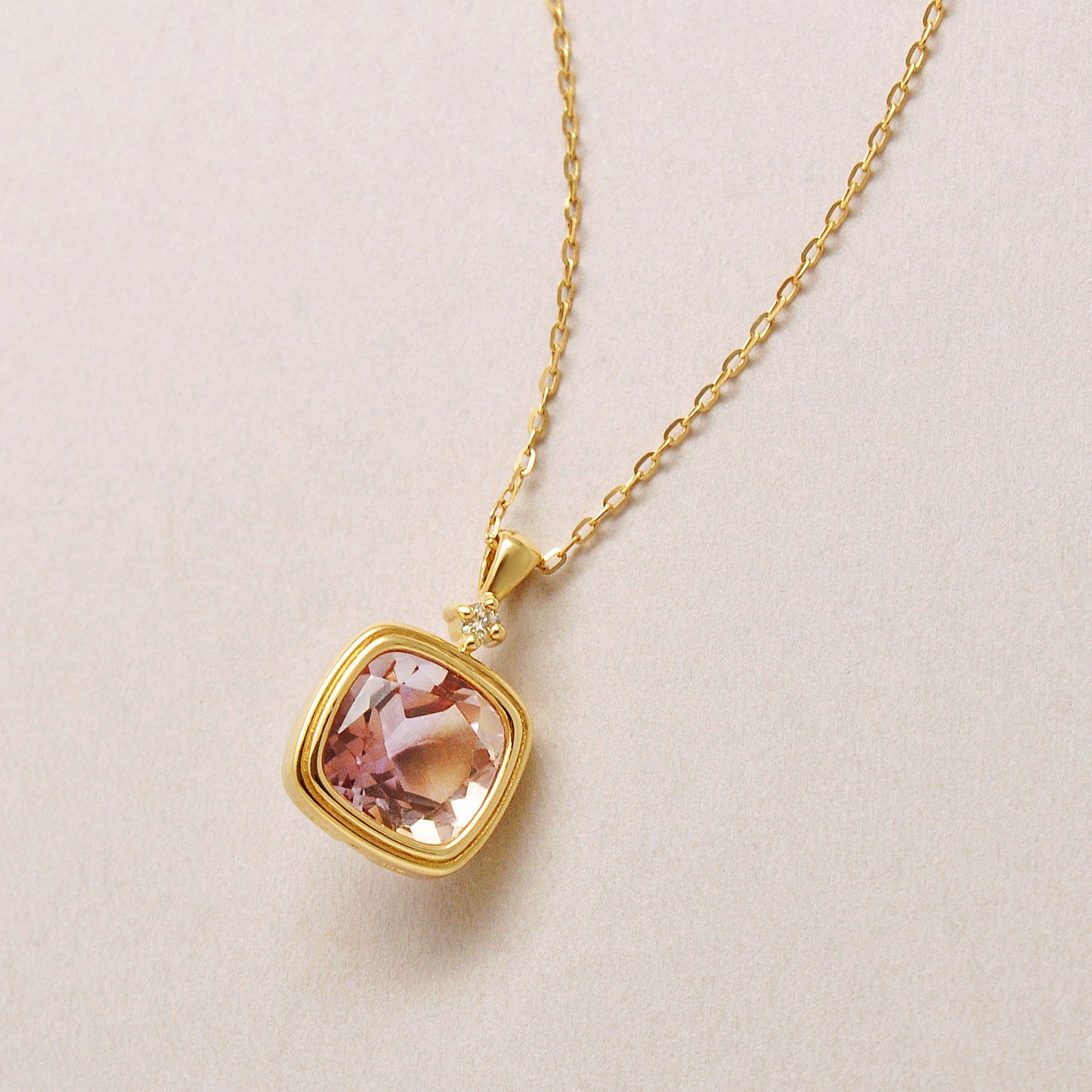 10K Cushion Cut Ametrine Necklace (Yellow Gold) - Product Image