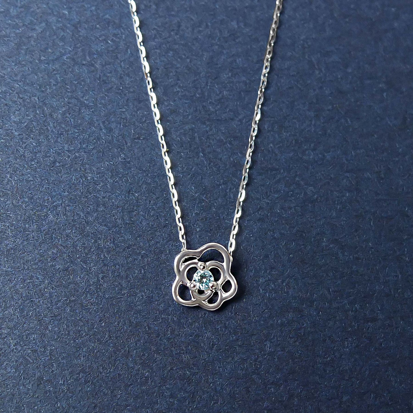 10K Diamond Openwork Flower Necklace (White Gold) - Product Image