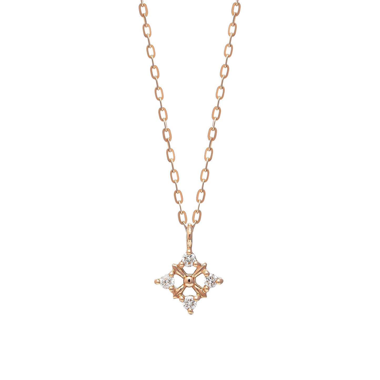 10K Diamond 4-Stone Necklace (Rose Gold) - Product Image