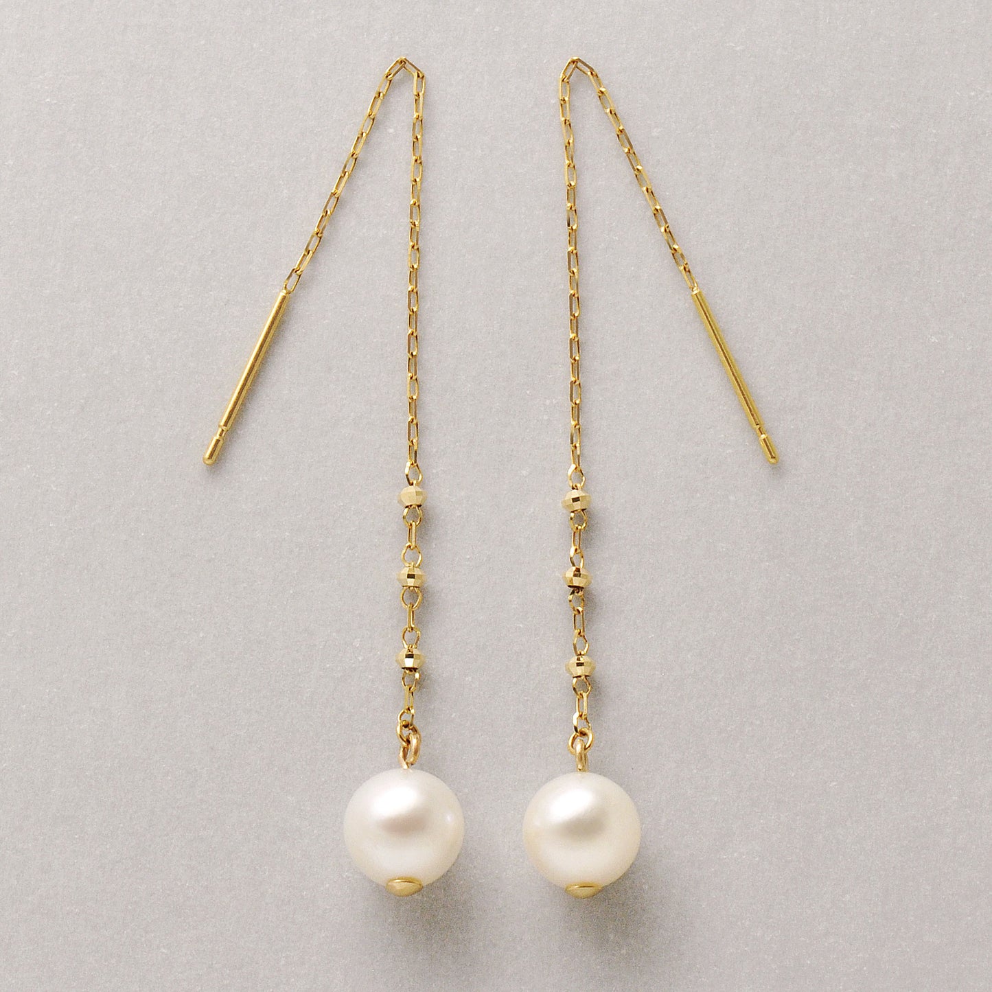 18K/10 Akoya Pearl Chain Type Earrings (Yellow Gold) - Product Image