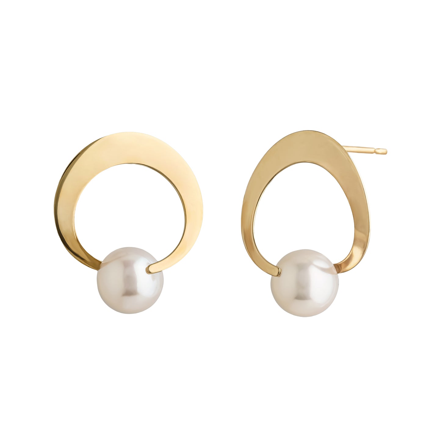 18K/10 Akoya Pearl Circle Design Earrings (Yellow Gold) - Product Image