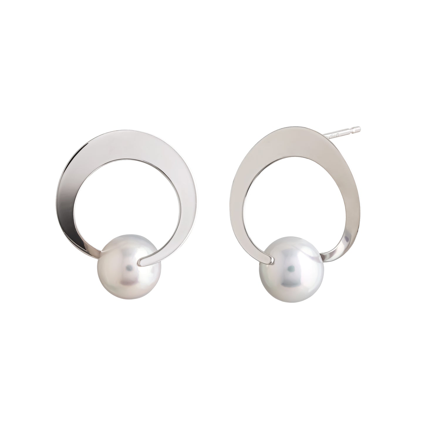 14K/10 Akoya Pearl Circle Design Earrings (White Gold) - Product Image