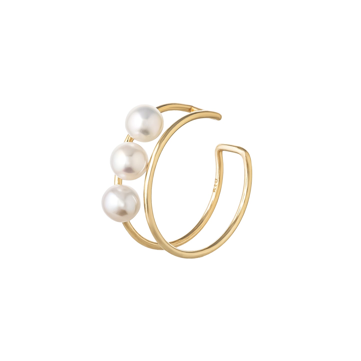 10K Freshwater Pearl 3-Piece Ear Cuff (Yellow Gold) - Product Image