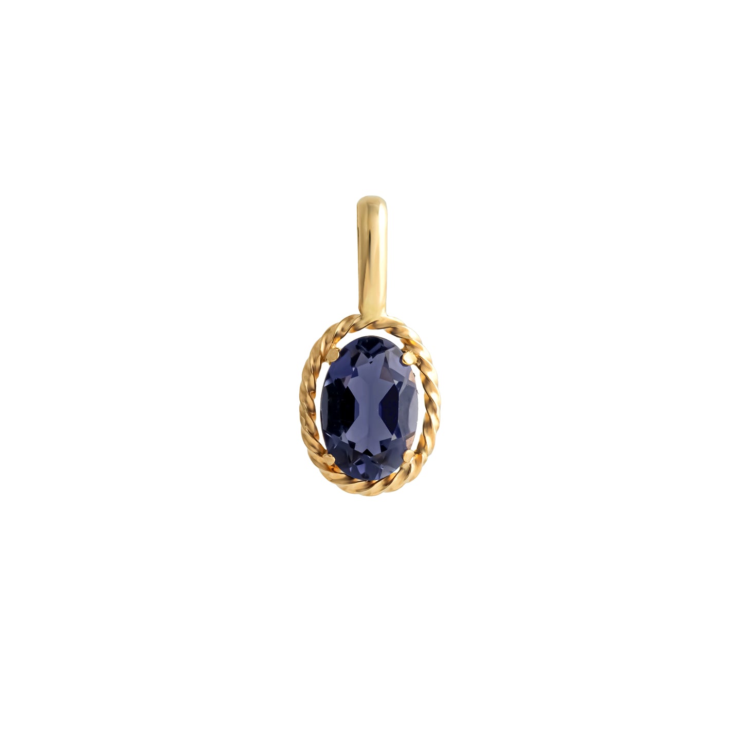 10K Iolite Oval Necklace Charm (Yellow Gold) - Product Image