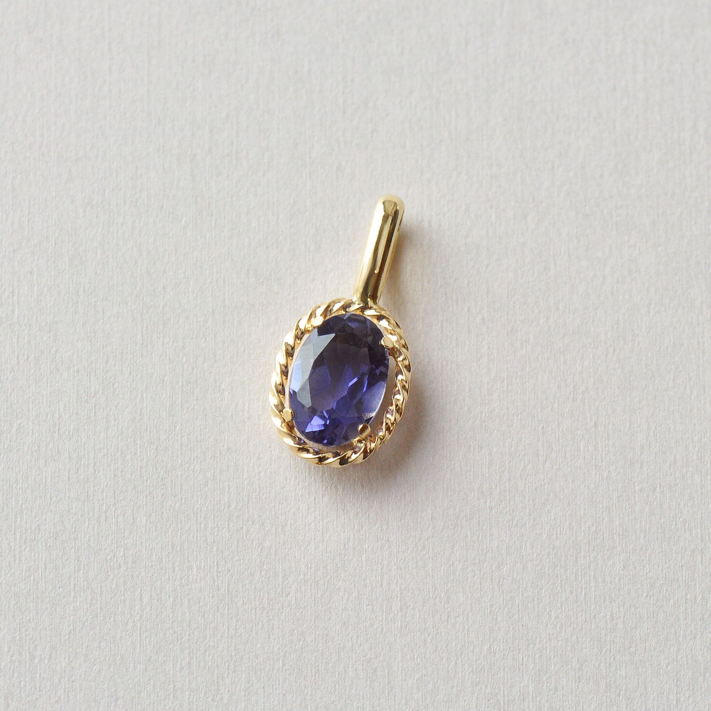 10K Iolite Oval Necklace Charm (Yellow Gold) - Product Image