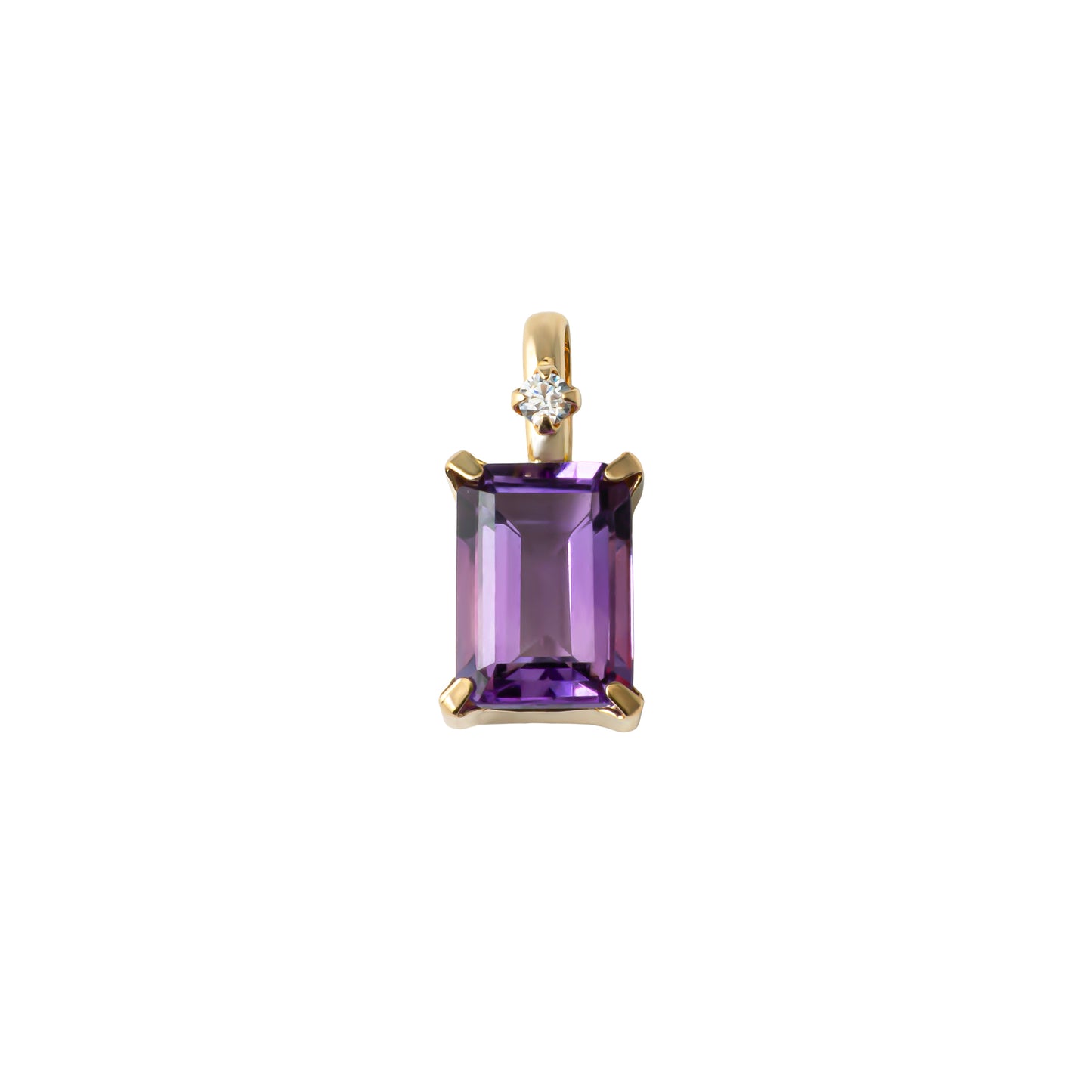 10K Amethyst Square Necklace Charm (Yellow Gold) - Product Image
