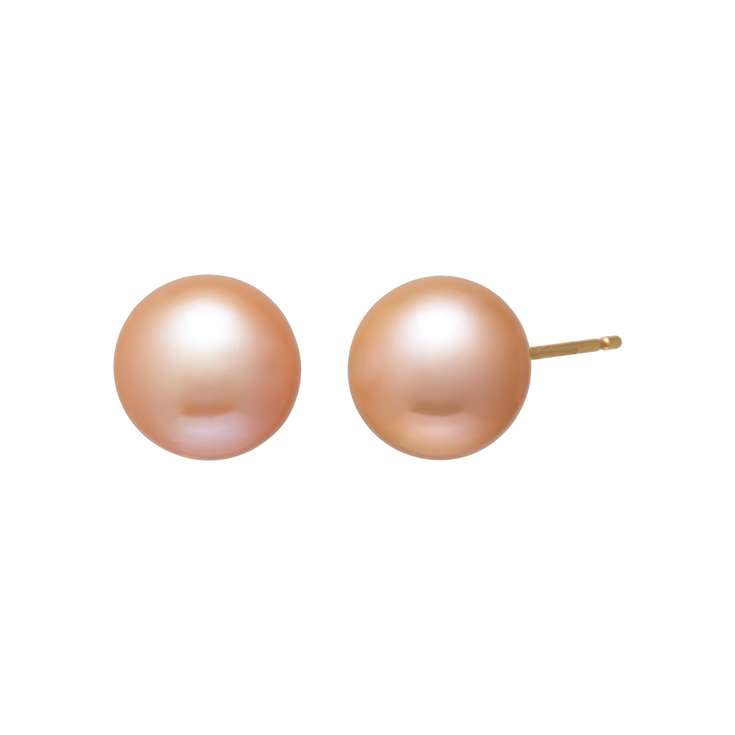 18K Natural Color Freshwater Pearl Stud Earrings (Yellow Gold) - Product Image
