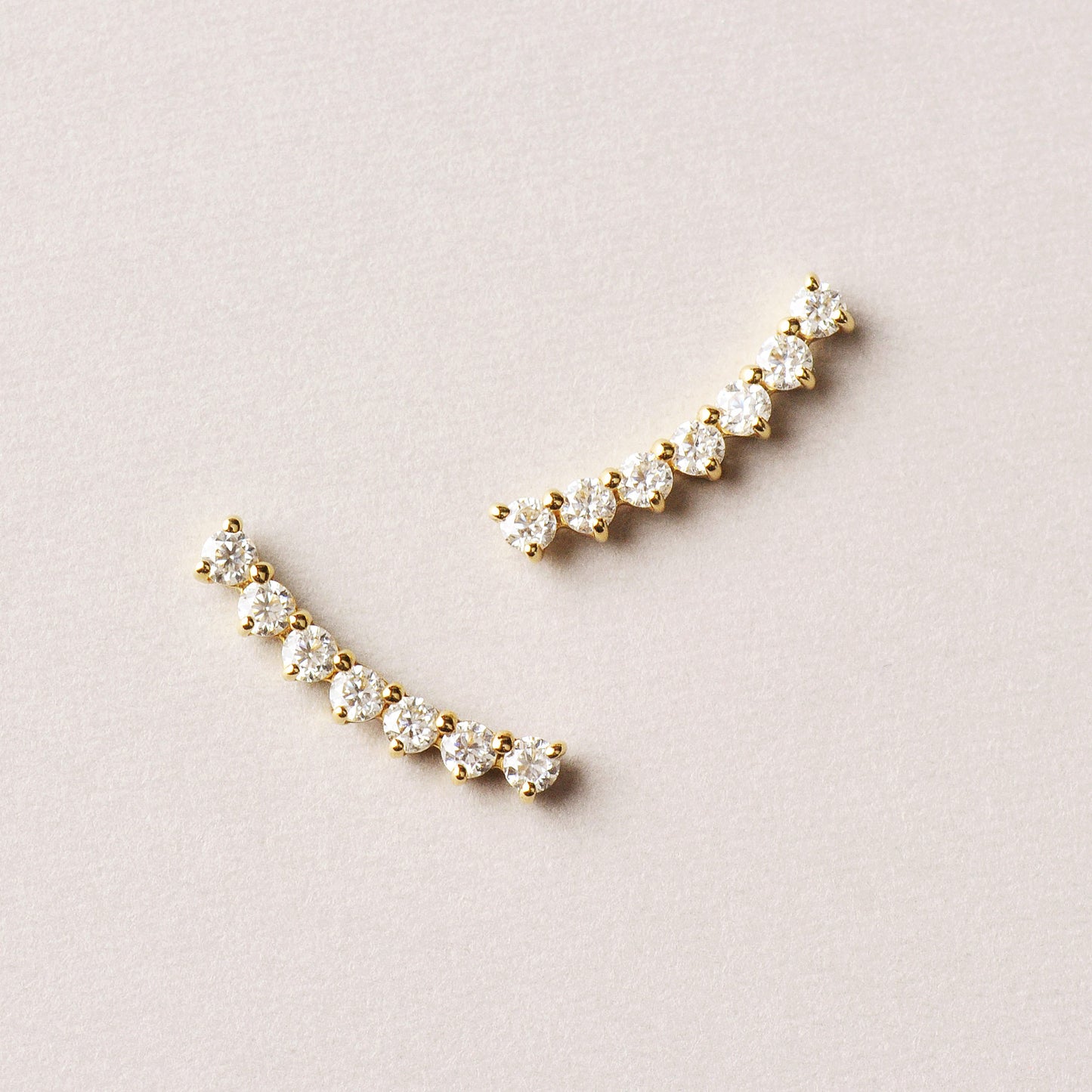 18K/10K Moissanite Meteor Lace Earrings (Yellow Gold) - Product Image