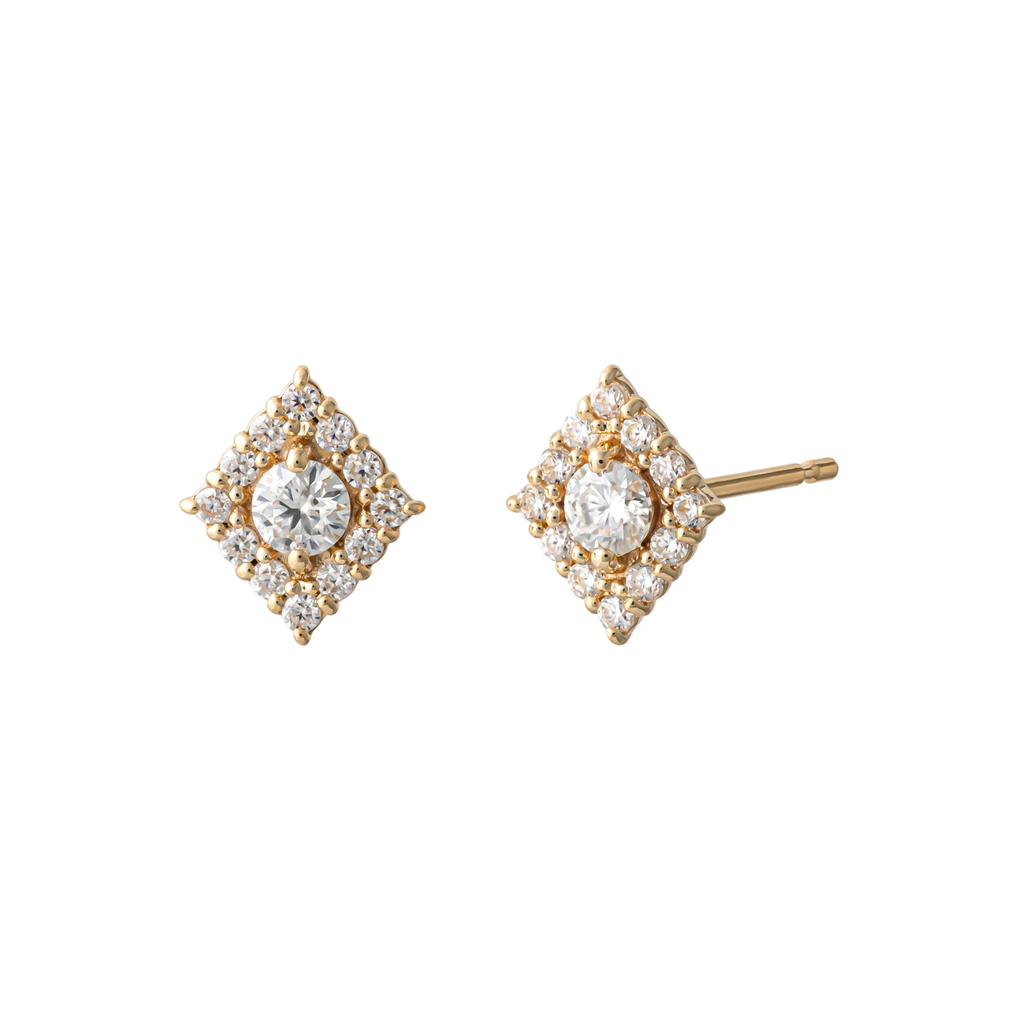 18K/10K Moissanite Square Earrings (Yellow Gold) - Product Image