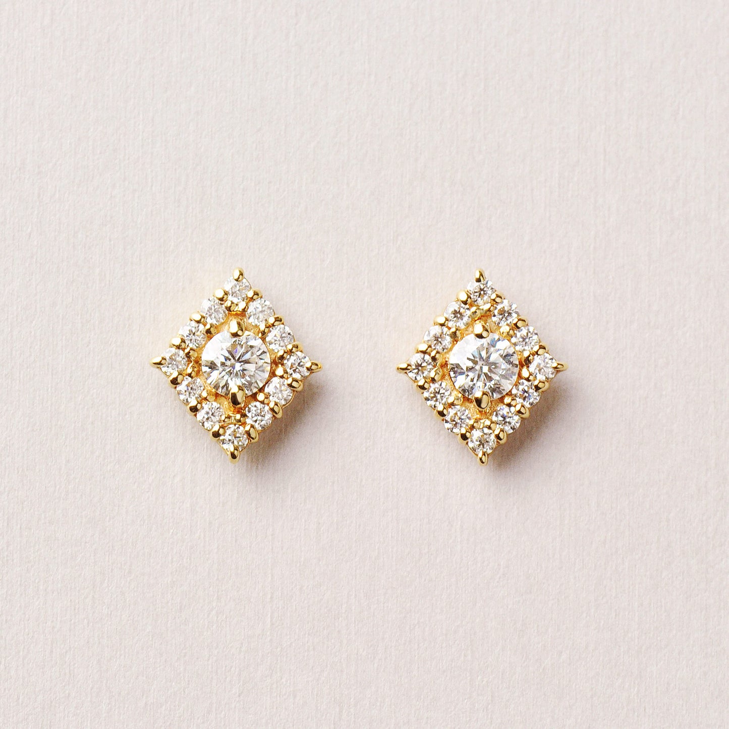 18K/10K Moissanite Square Earrings (Yellow Gold) - Product Image