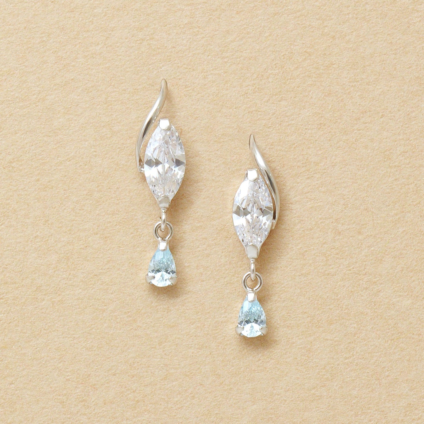 10K Marquise Swinging Earrings (White Gold) - Product Image