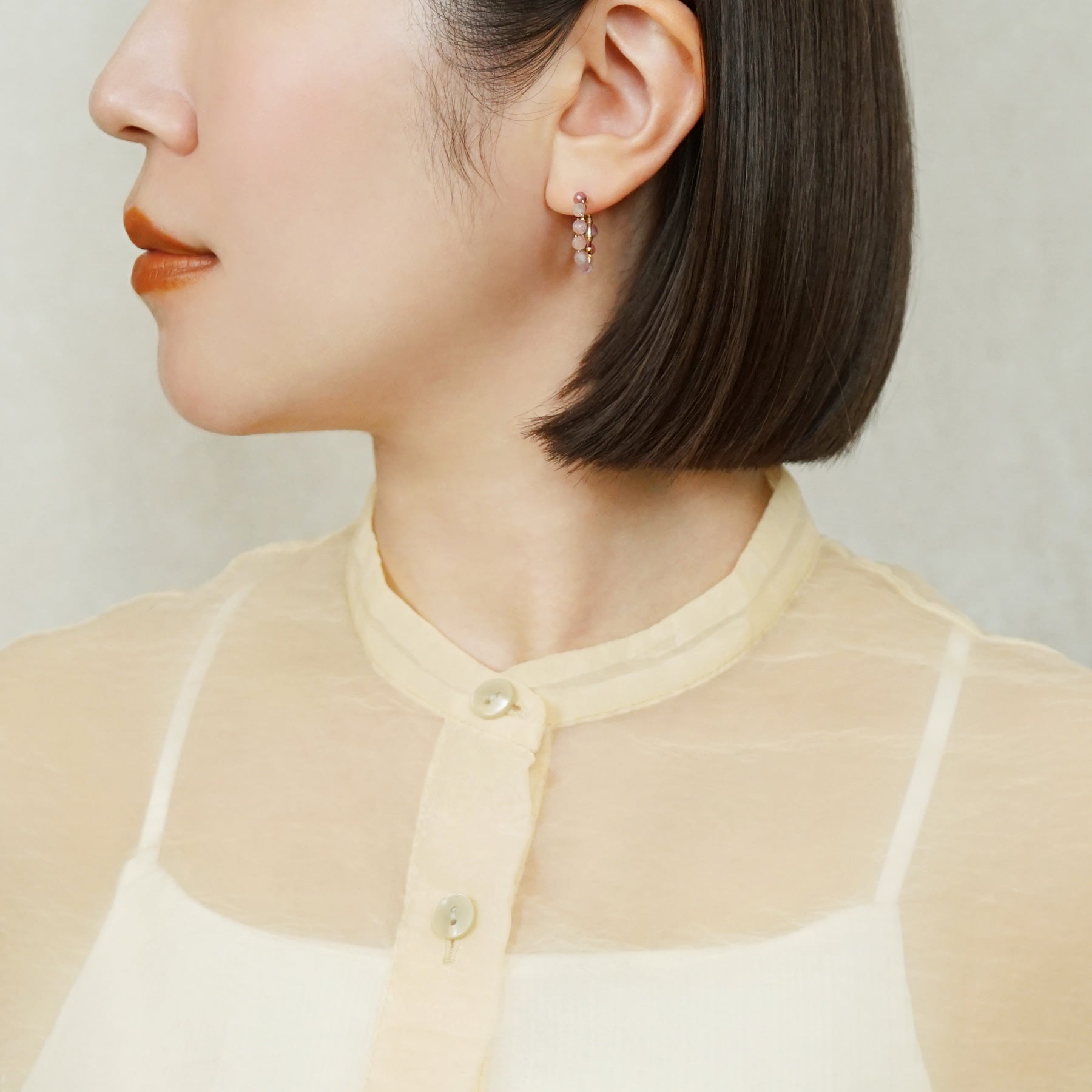 Gold Filled Multicolor Tourmaline Earrings - Model Image