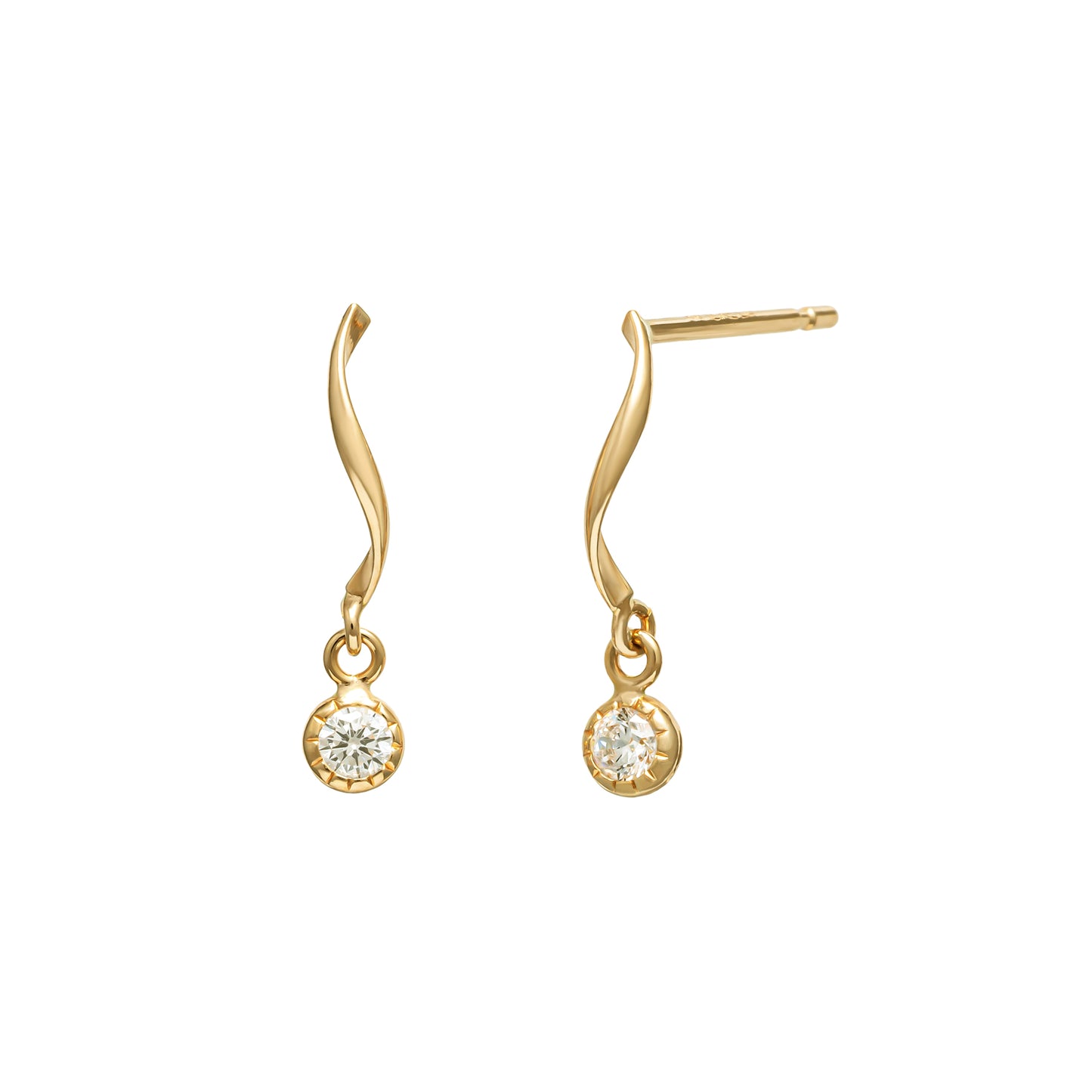 10K Twisted Line Swinging Earrings (Yellow Gold) - Product Image