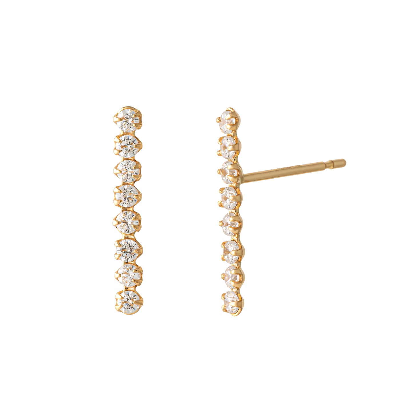 10K Vertical Line Stud Earrings (Yellow Gold) - Product Image