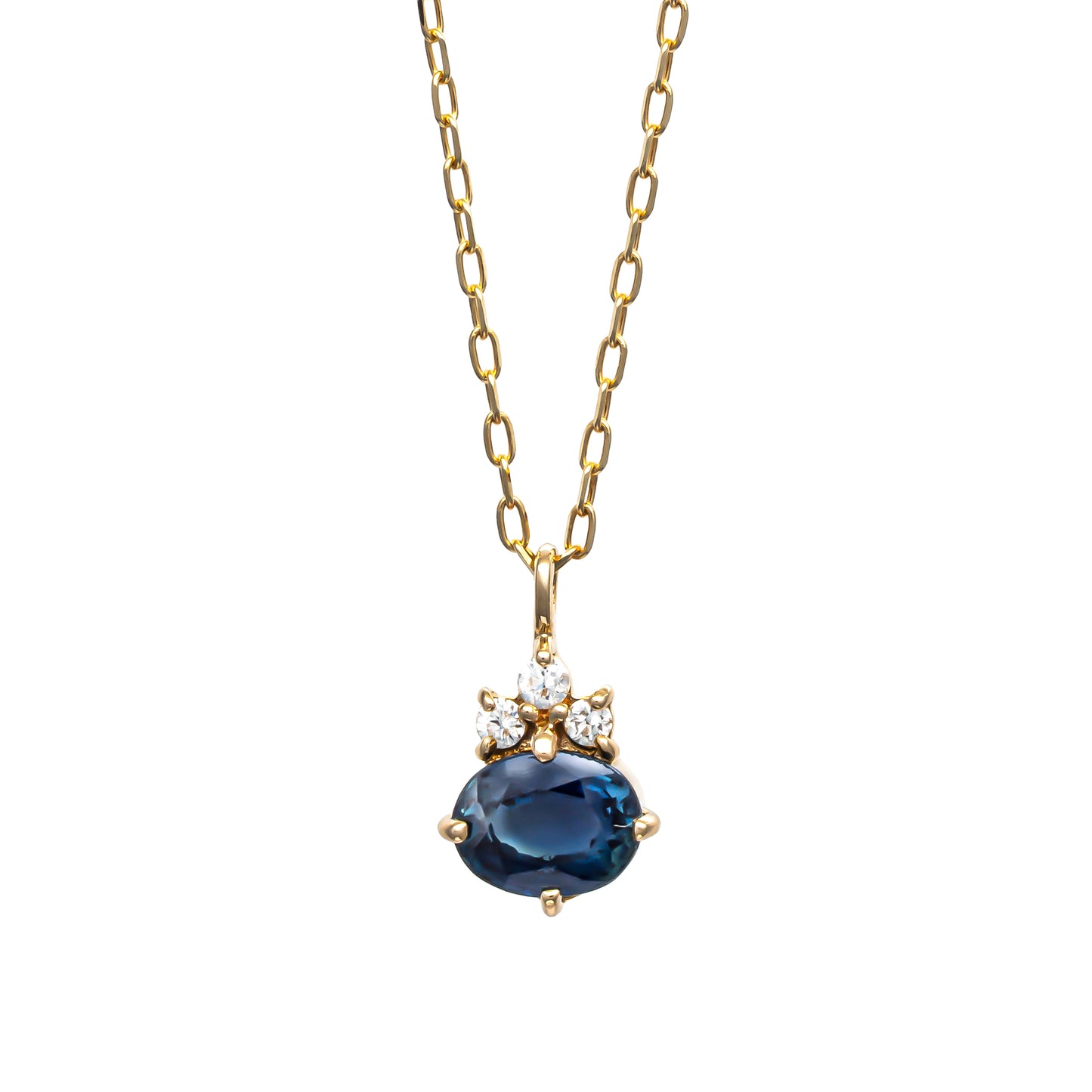 10K Sapphire Oval Necklace (Yellow Gold) - Product Image