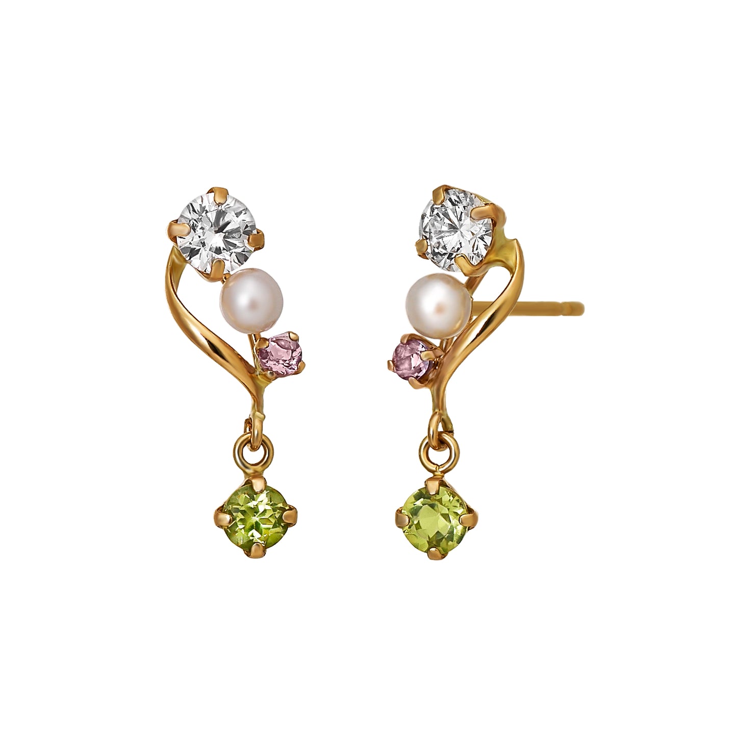 18K/10K Peridot Twist Swinging Earrings (Yellow Gold) - Product Image
