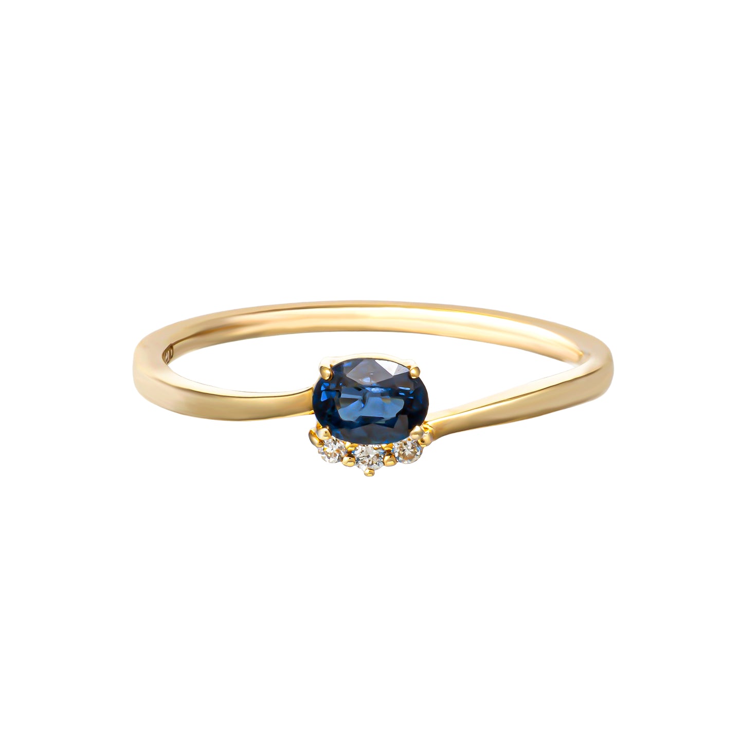 10K Sapphire Oval Ring (Yellow Gold) - Product Image