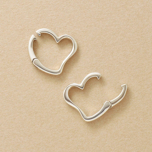 [Airy Clip-On Earrings] 925 Sterling Silver Heart Earrings - Product Image