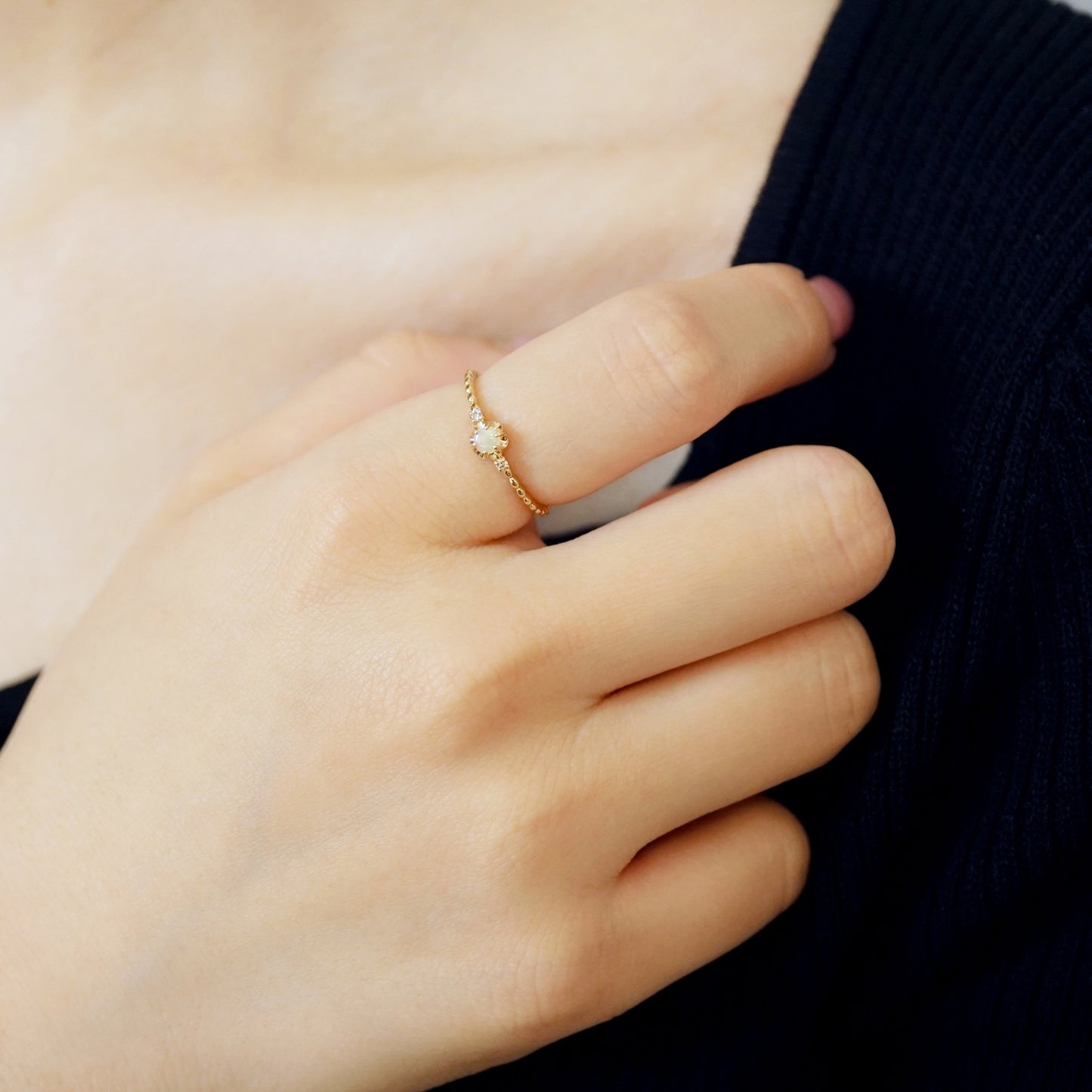 10K Opal Full Bloom Ring (Yellow Gold) - Model Image
