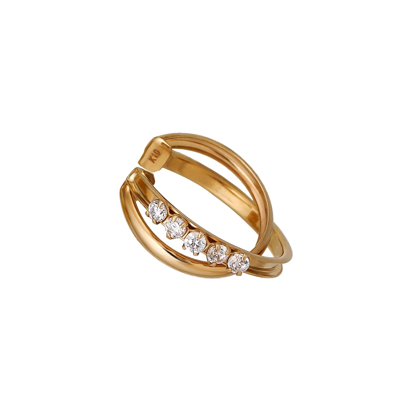 10K Crossed Line Ear Cuff (Yellow Gold) - Product Image