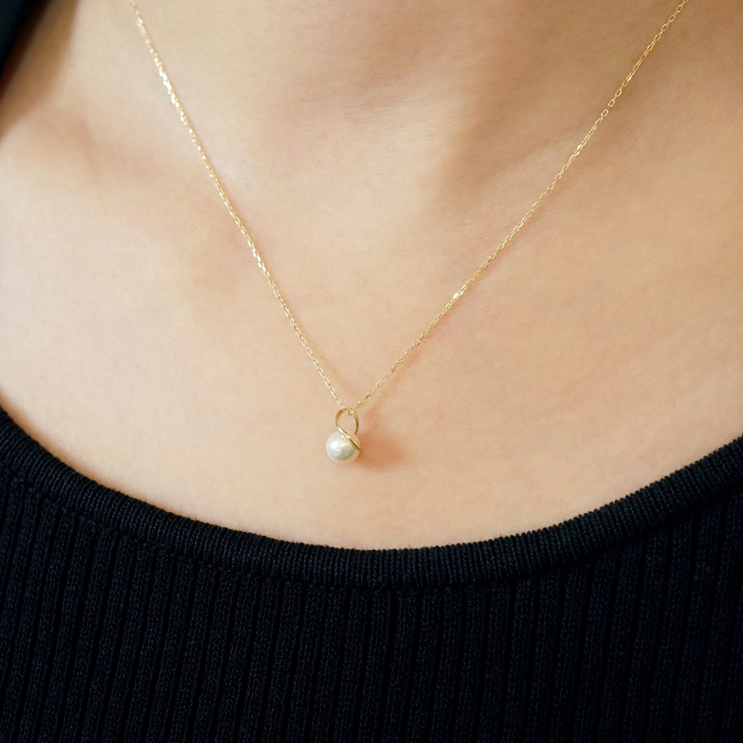 10K Freshwater Pearl Infinity Necklace (Yellow Gold) - Model Image