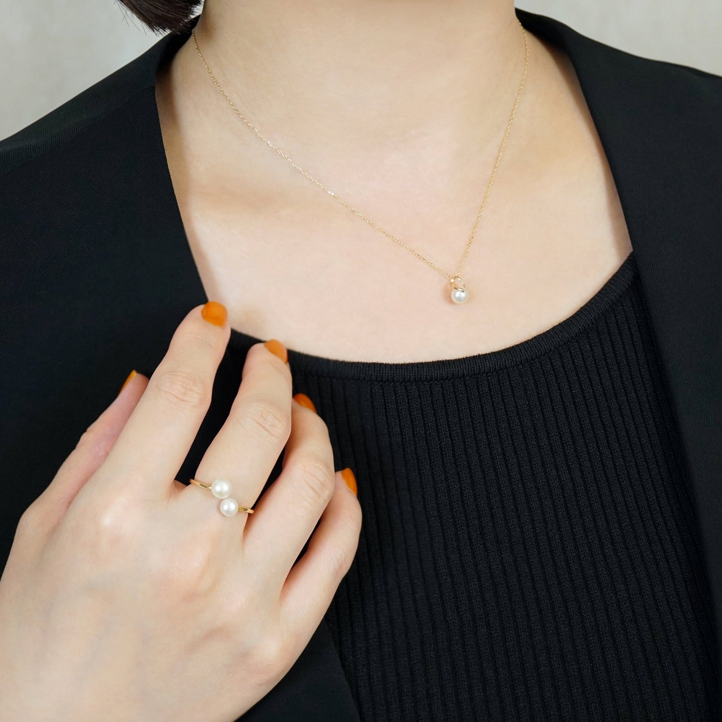10K Freshwater Pearl Infinity Necklace (Yellow Gold) - Model Image