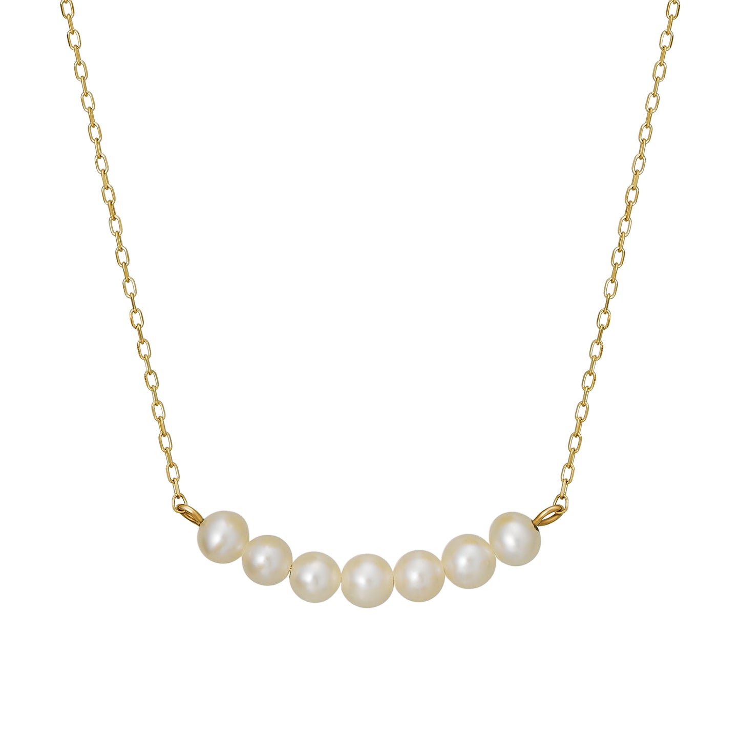 10K Freshwater Pearl Arch Necklace (Yellow Gold) - Product Image