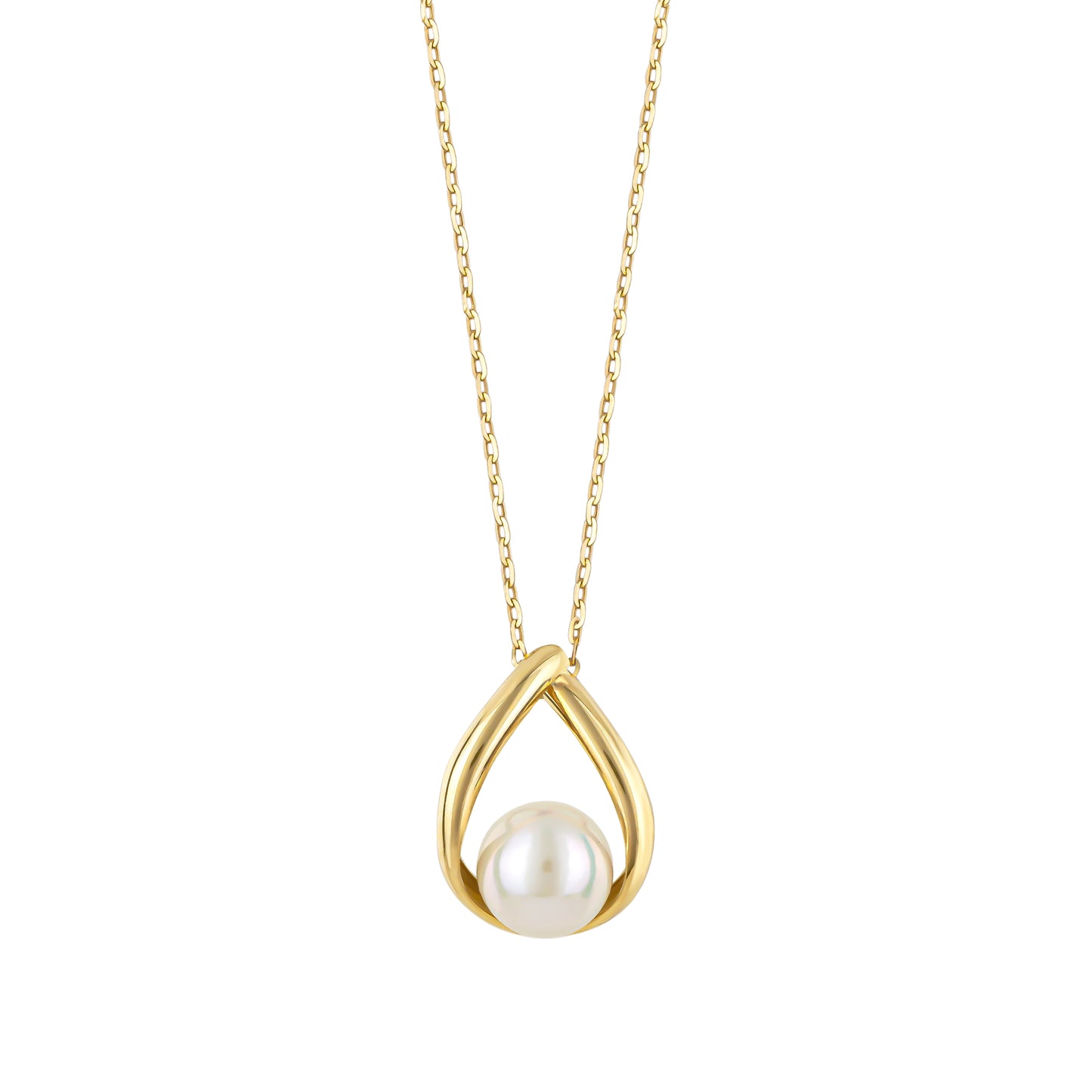 10K Dew Drop Design Akoya Pearl Necklace (Yellow Gold) - Product Image