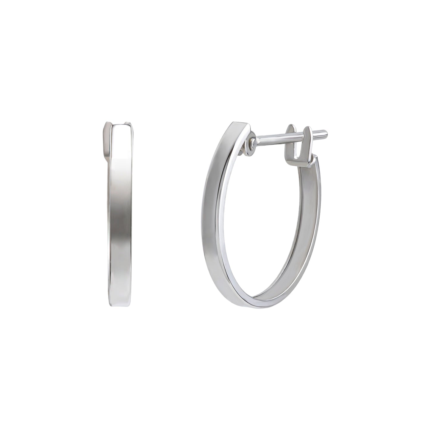 14K/10K Simple Hoop Earrings (White Gold) - Product Image