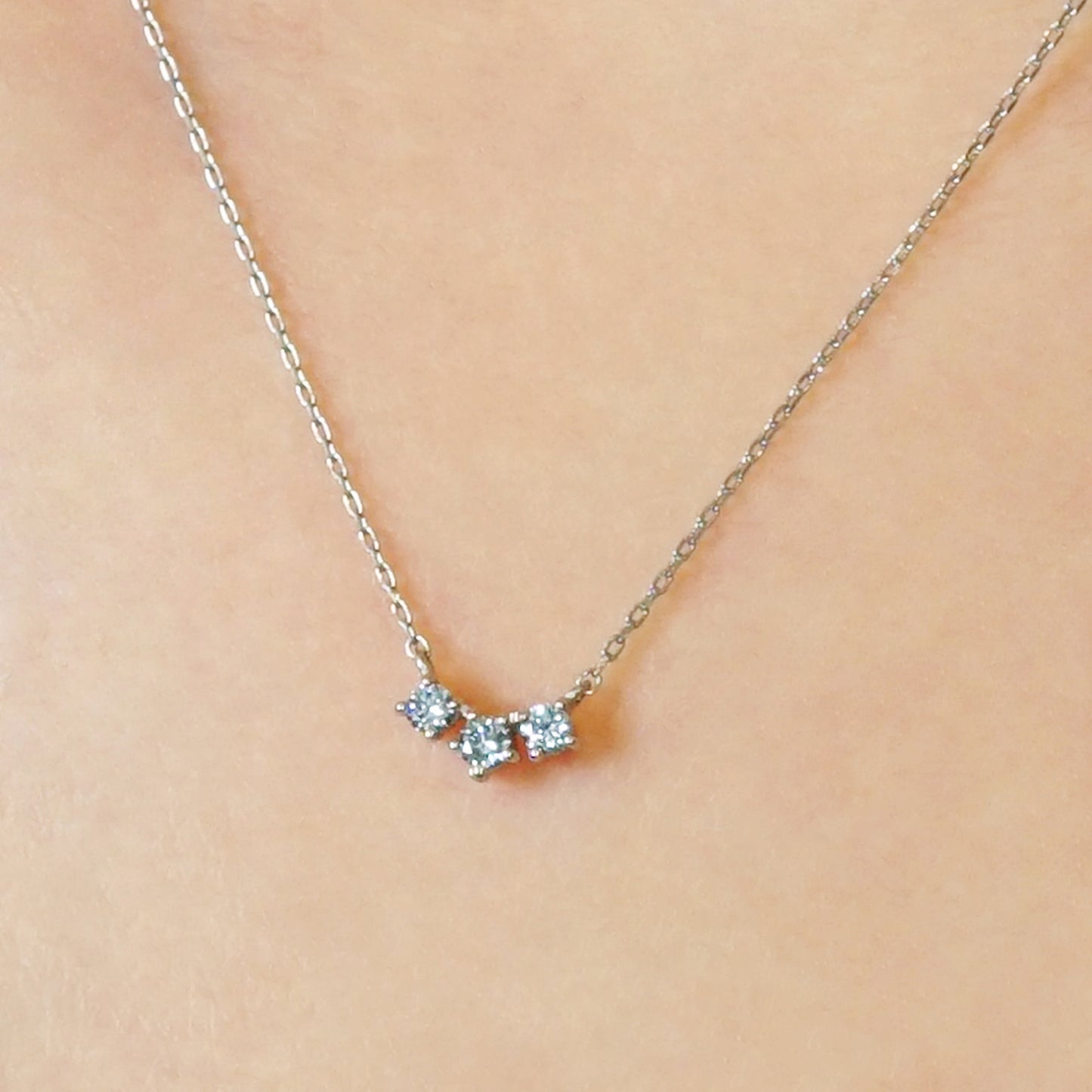 Platinum Trilogy Ice Blue Diamond Necklace - Model Image
