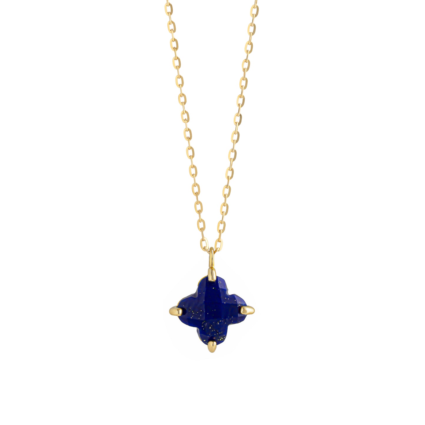 10K Lapis Lazuli Lily Cut Necklace (Yellow Gold) - Product Image